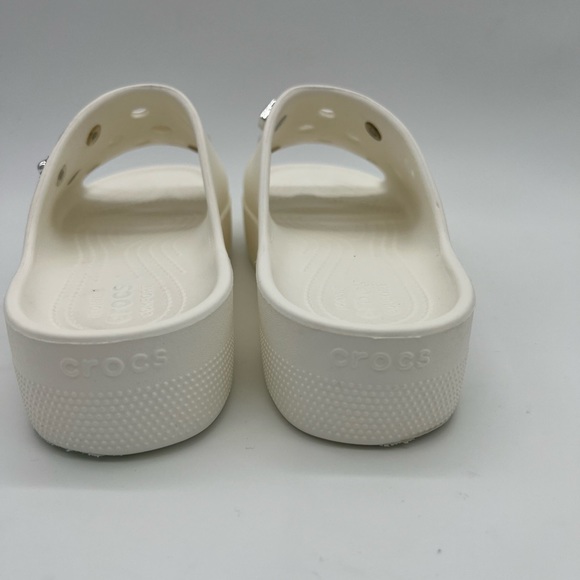 Crocs Classic Platform Slide Sandals White w/ Jibbitz Charms Womens 10 208180 - Picture 8 of 13